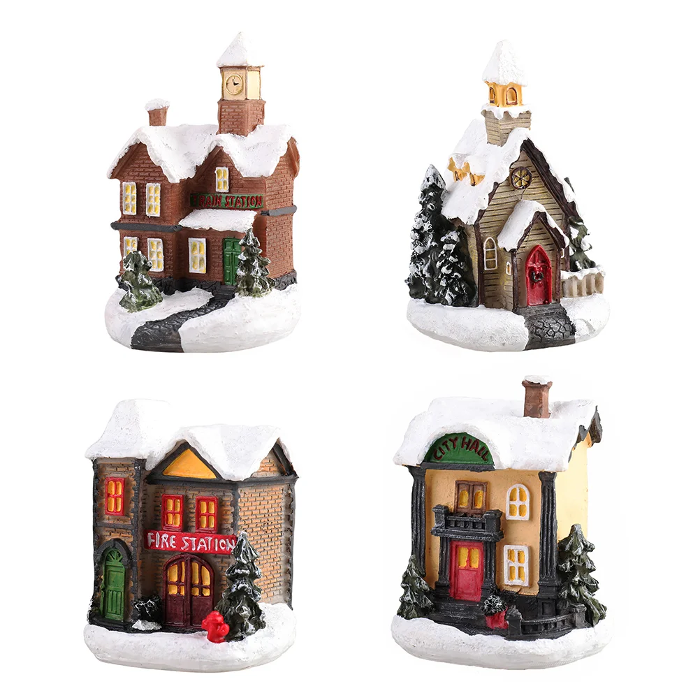 

Christmas House Village Houses Led Lightornaments Lighted Sceneornament Tree Glowing Winter Hanging Lit Snow Decoration Decor