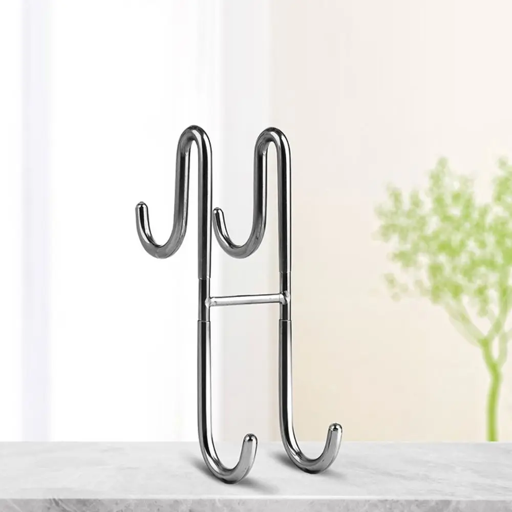 

2pcs Silver Glass Door Hook Serviceable 7*2.2 Inch Stainless Steel Frameless Hanger Non-stick Pothook Cabinet Door