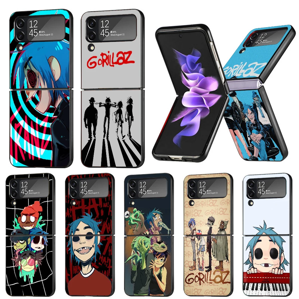 

Gorillaz аниме жесткий черный чехол для Samsung Galaxy Z Flip 4 3 5G чехол для телефона Flip4 Flip3 роскошный противоударный чехол