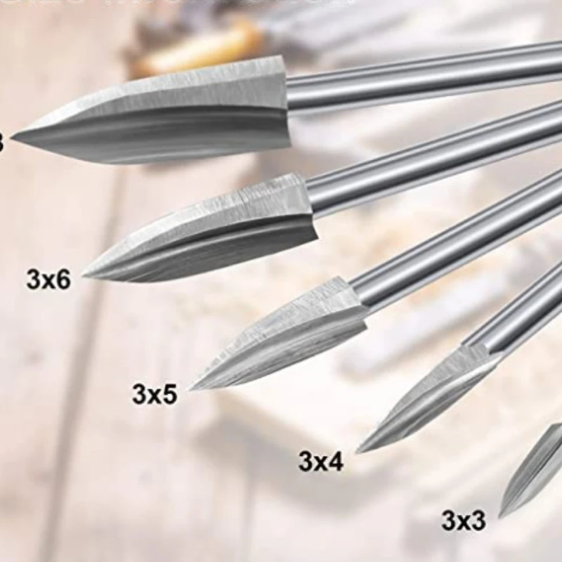 

3mm Wood Carving Milling Cutter Woodworking Slotting Polishing White Steel Cutter Electric 3-blade Pointed Blade Cutter