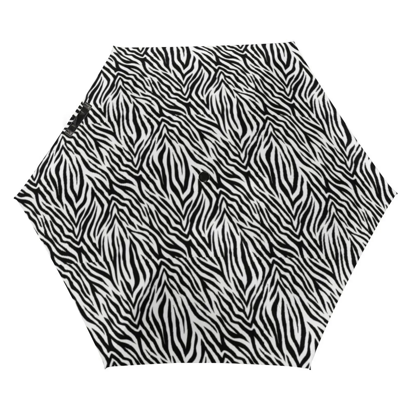 

Zebra Stripes 5 Fold 6 Ribs Umbrella Animal Skin Print Black Coat Pocket Umbrella Sun and Rain Umbrellas for Male Female