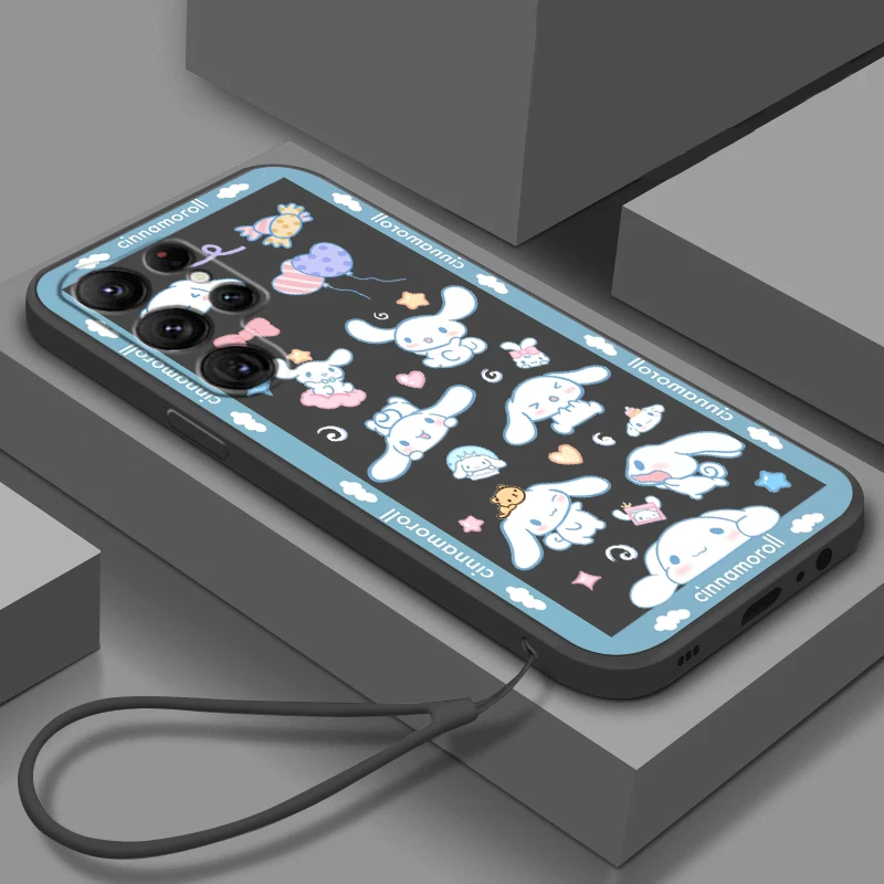

Sanrio Cinnamoroll Anime Case For Samsung Galaxy S22 S21 S20 S10 Note20 10 Ultra Plus Pro FE Lite Liquid Rope Phone Cover Core