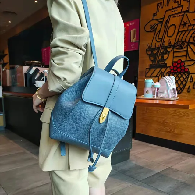 Fashion Bucket Bag Korean Style Large Capacity Bag New Shoulder Messenger  Bag All-Matching Genuine Leather Portable Women's Bag