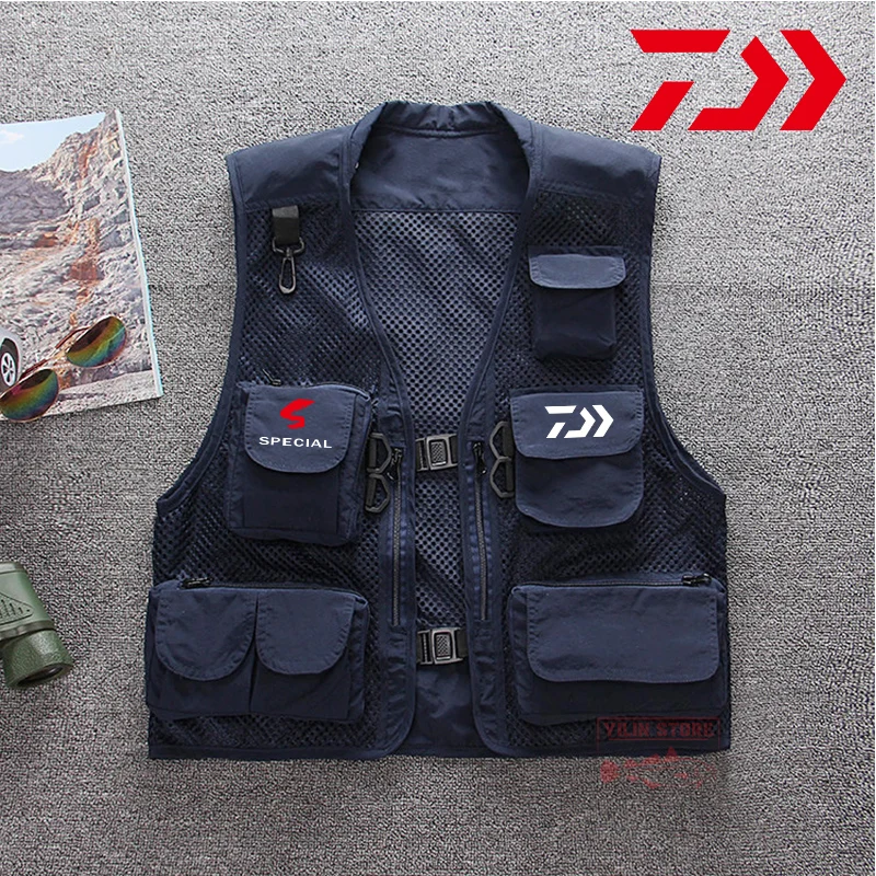 

Daiwa Men's Fishing Vest Summer Quick-drying Breathable Multi-pocket Mesh Vest Outdoor Thin Hiking Camping Sports Fishing Vest