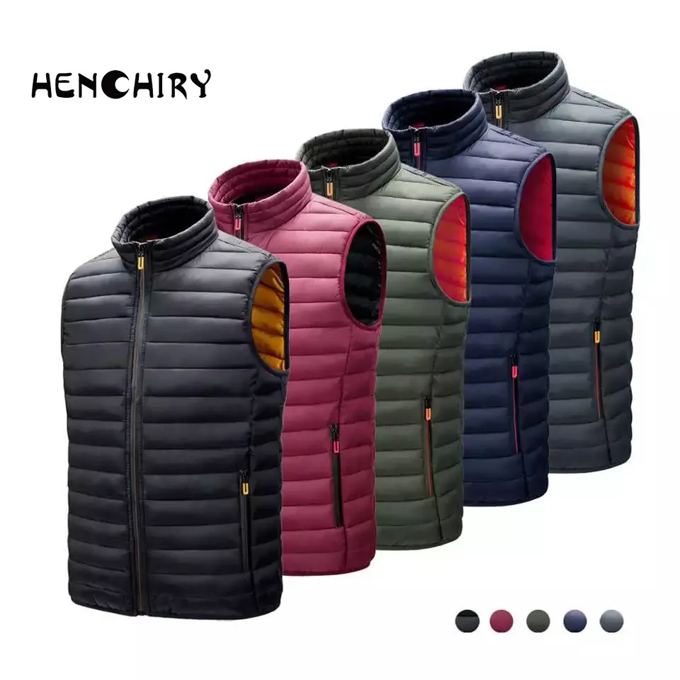 

2022 Down Jacket Vest Autumn and Winter Stand-up Collar Solid Color Casual Zipper Digging Bag