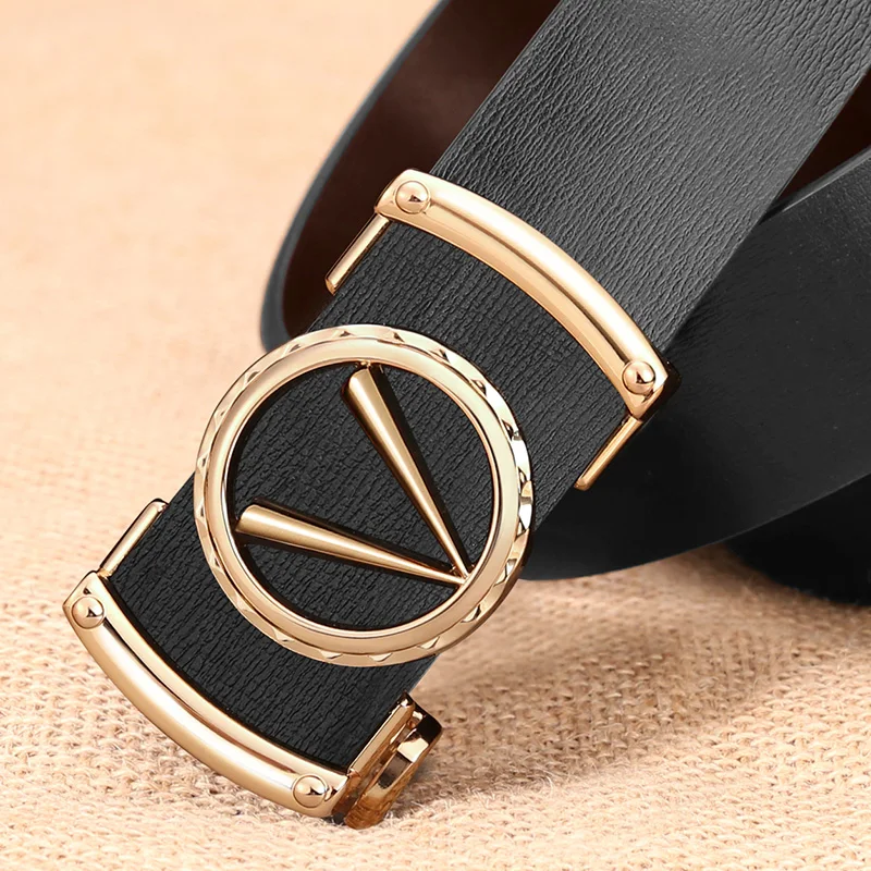 Business Automatic Toothless Alloy Buckle Men Belt Genuine Leather Cowhide Strap For Male Men's Belts Cintos Masculinos Trousers