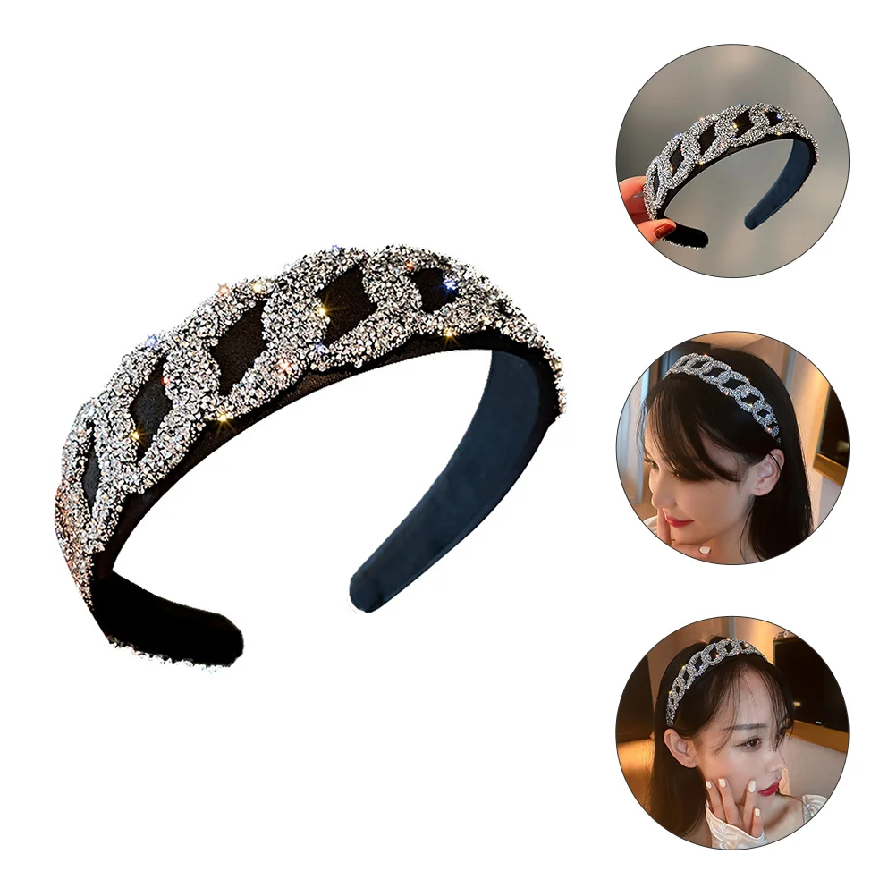 

Elastic Hair Band Shining Headband Rhinestone Studded Wedding Headpiece
