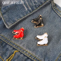 ice skates enamel pins custom shoes brooches sports lover badges lapel clothes hat backpack jewelry collect women kids gift