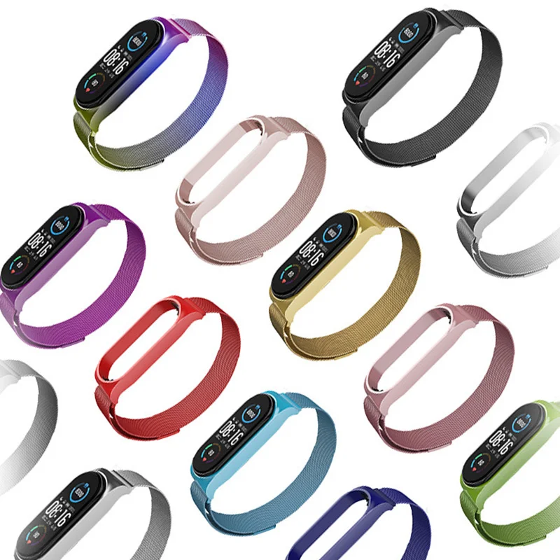 Браслет Магнитный из нержавеющей стали для Xiaomi Mi Band 6 5 4 | Электроника