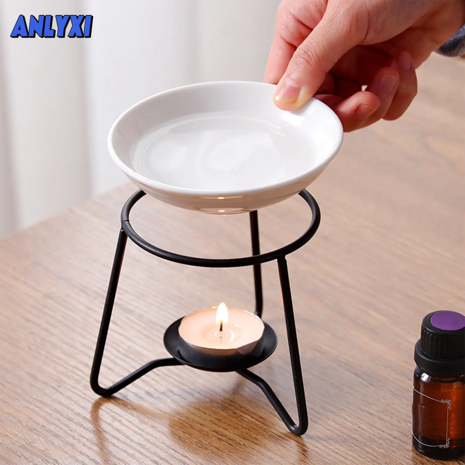 

Home Decoration Geometric Shape Ceramic Ornaments Aromatherapy Burner Tealight Holder Aroma Diffuser Essential Oil Lamp