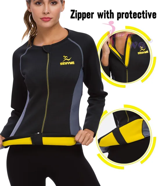 SEXYWG Slimming Body Shaper Fitness Women Neoprene Sauna Jacket Waist Trainer Shapewear Zipper Yoga Shirt Long Sleeve Blouse 4