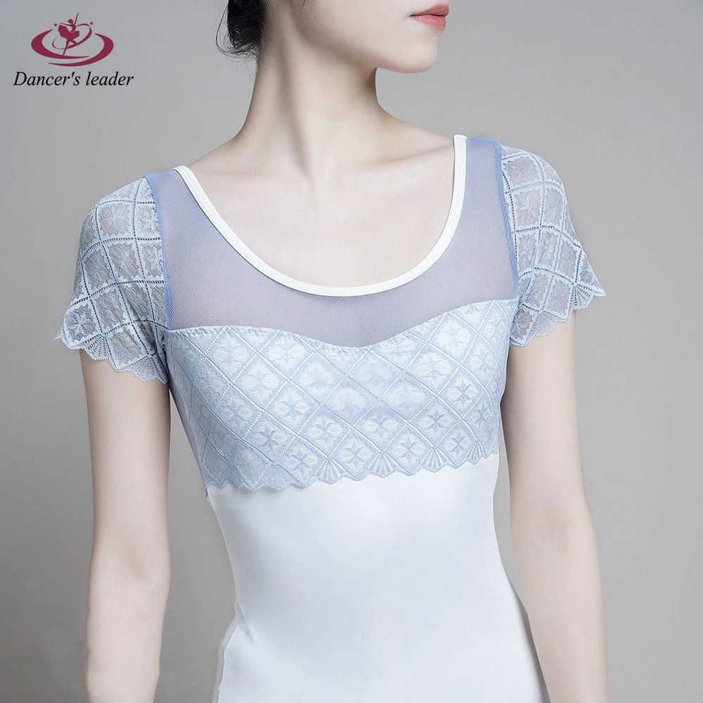 

Ballet Costume Leotard for Blue and White Imagination Palace Lace Jumpsuit Gymnastics Leotard Performance Aerial Yoga Costume