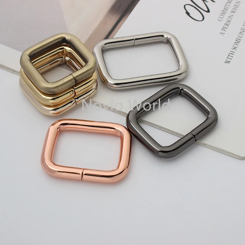 50pcs 5 size 5 colors rose gold 20-27-33-38-50 mm inner non-welded metal rectangle buckle for belt adjustment bag accessories