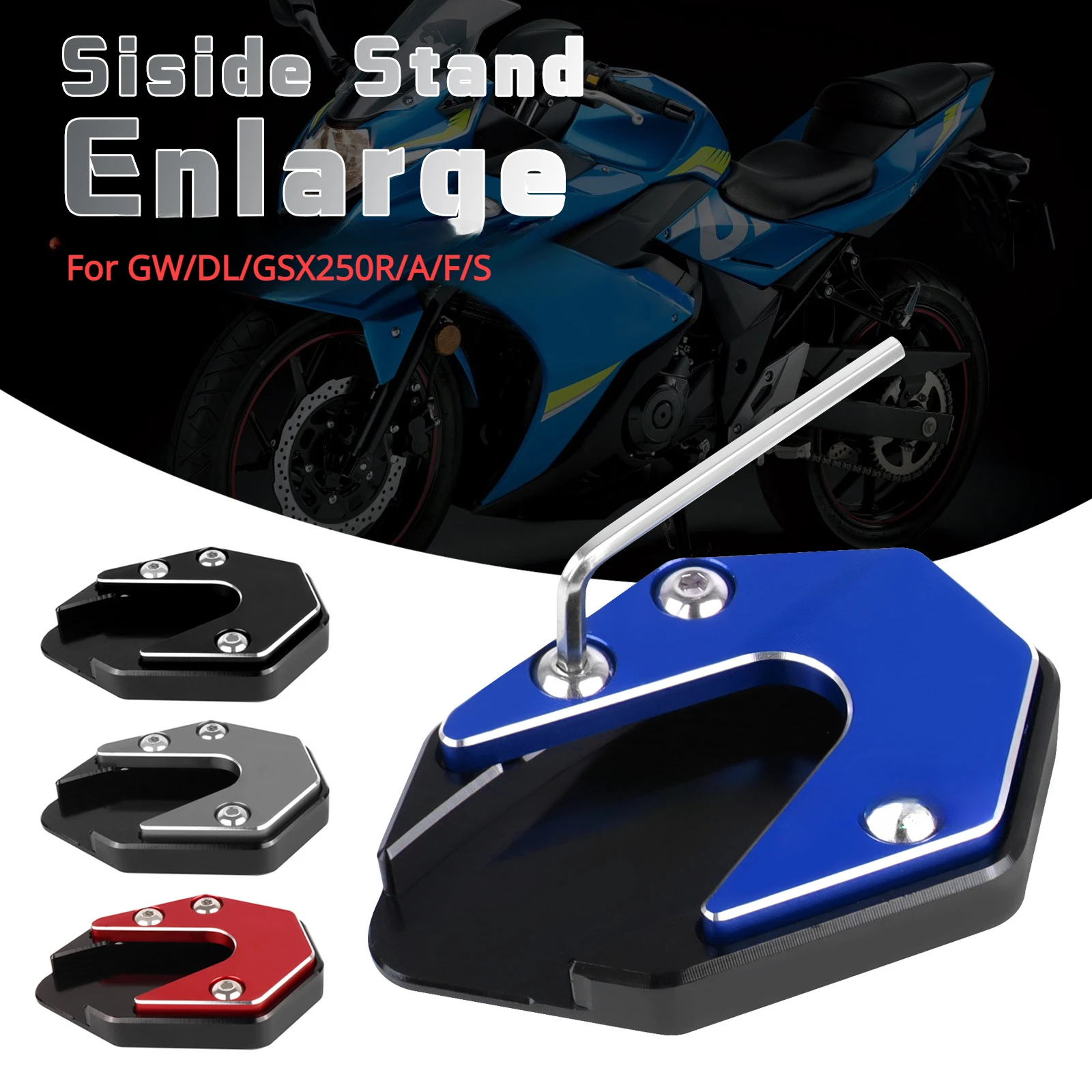 

For SUZUKI GW250 GSX250R GSX 250 R 2021-2022 DL250 Motorcycle Kickstand Extension Plate Foot Side Stand Support Pad