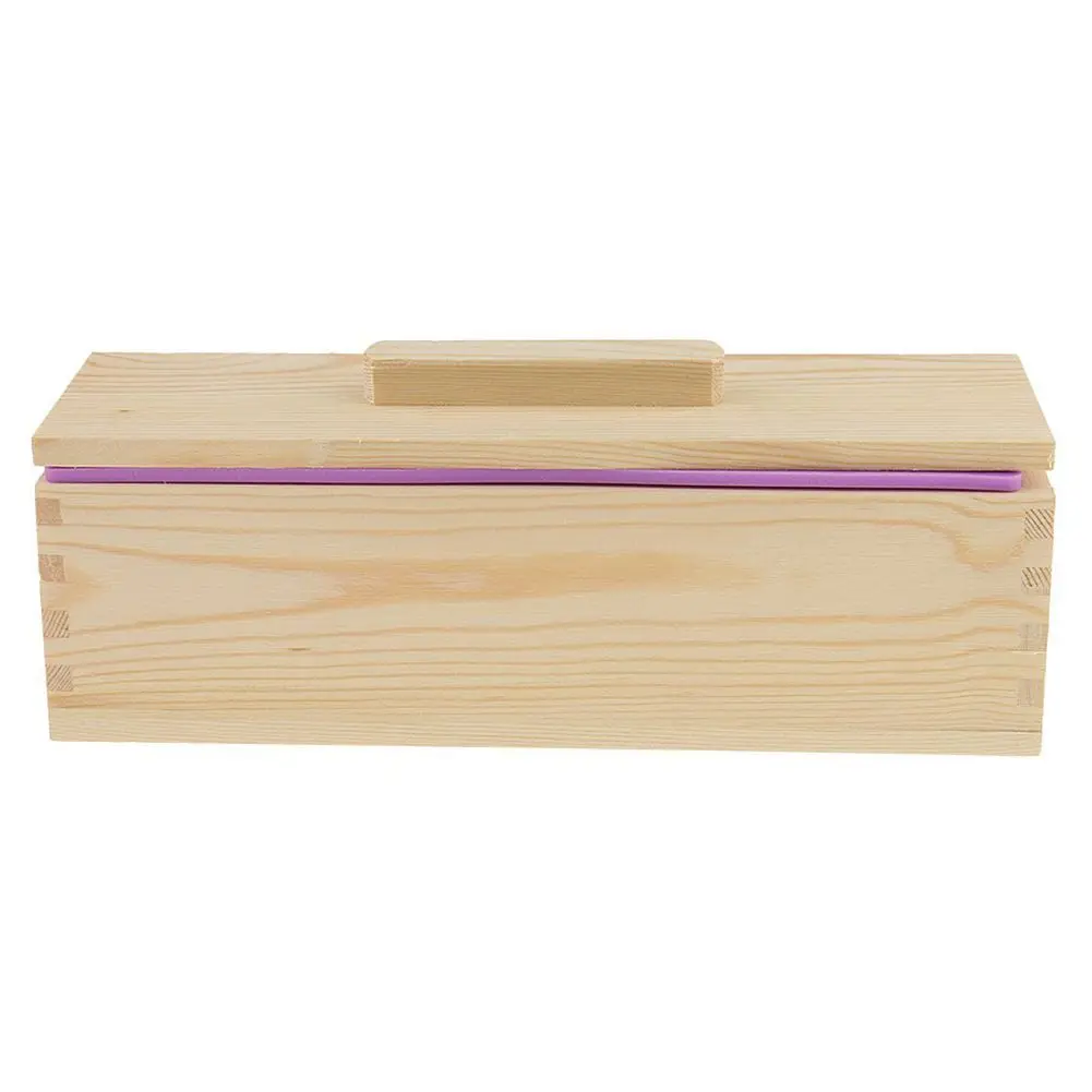 DIY Handmade Soap Silicone Mold - Rectangular Soap Mold with Wooden Box and Wooden Lid - purple + wood, 900ml