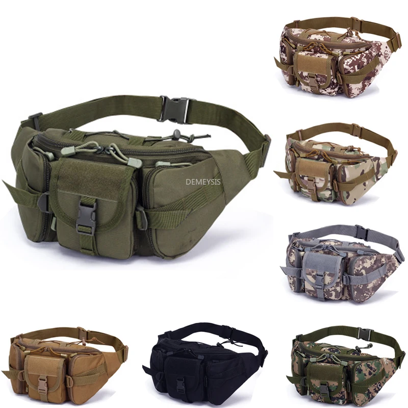 Men's Hunting Waist Packs Durable Nylon Army Tactical Training Waist Bags Military Combat Hiking Climbing Camouflage Waist Bag