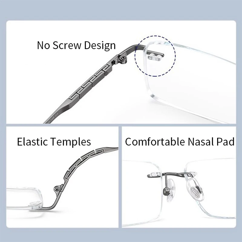 Новинка 2024 мужские очки Xbora из чистого титана без оправы квадратные оправа