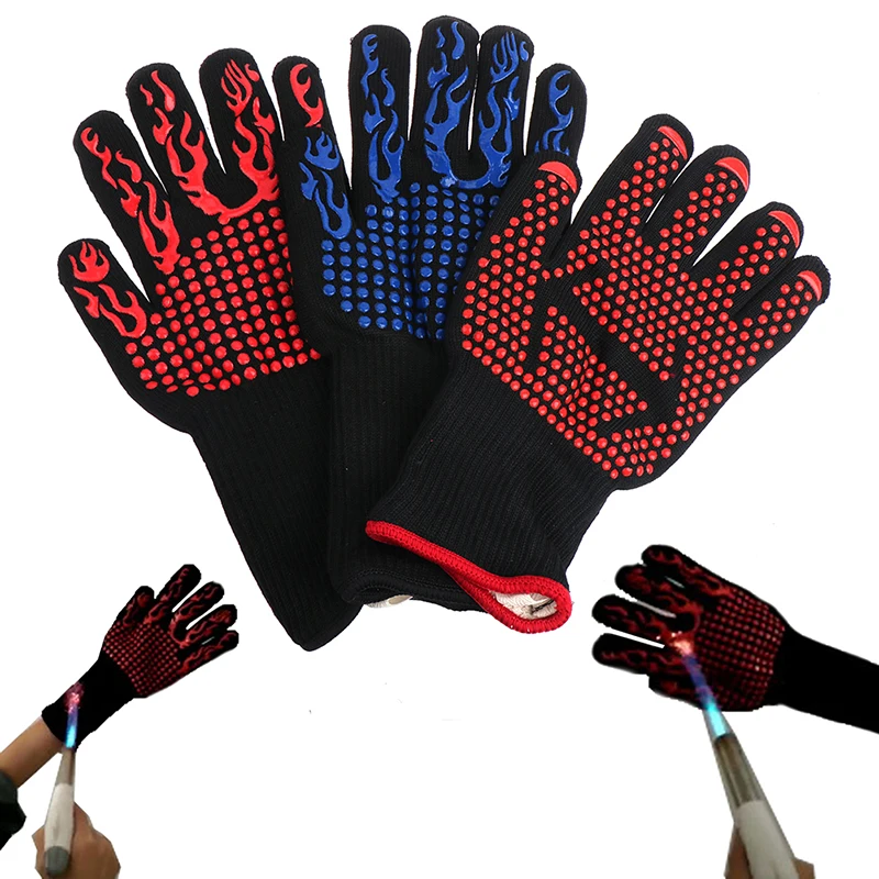 

1PCS 932°F BBQ Glove Extreme Heat Resistant Silicone Microwave Kitchen Gloves Cooking Grill Oven Mitts Gloves