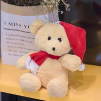 christmas teddy bear doll with hat children plush toy cute stuffed birthday gift