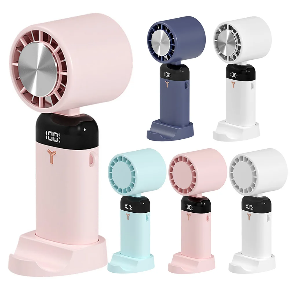 

3600mAh Handheld Mini Fan Portable Hanging Neck Fans 3 Speed USB Rechargeable Fan with Phone Stand and Display Screen Air Cooler