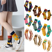 new product autumn and winter trendy tube socks ladies ab version around combed socks printing colorful musical notes cute girl