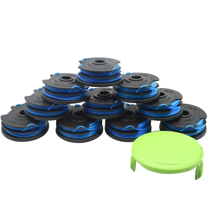 

29082/29242 27Ft 0.065 Inch String Trimmer Dual Line For Greenworks Weed Eater Auto Feed Spool (10 Spools + 1 Cap)