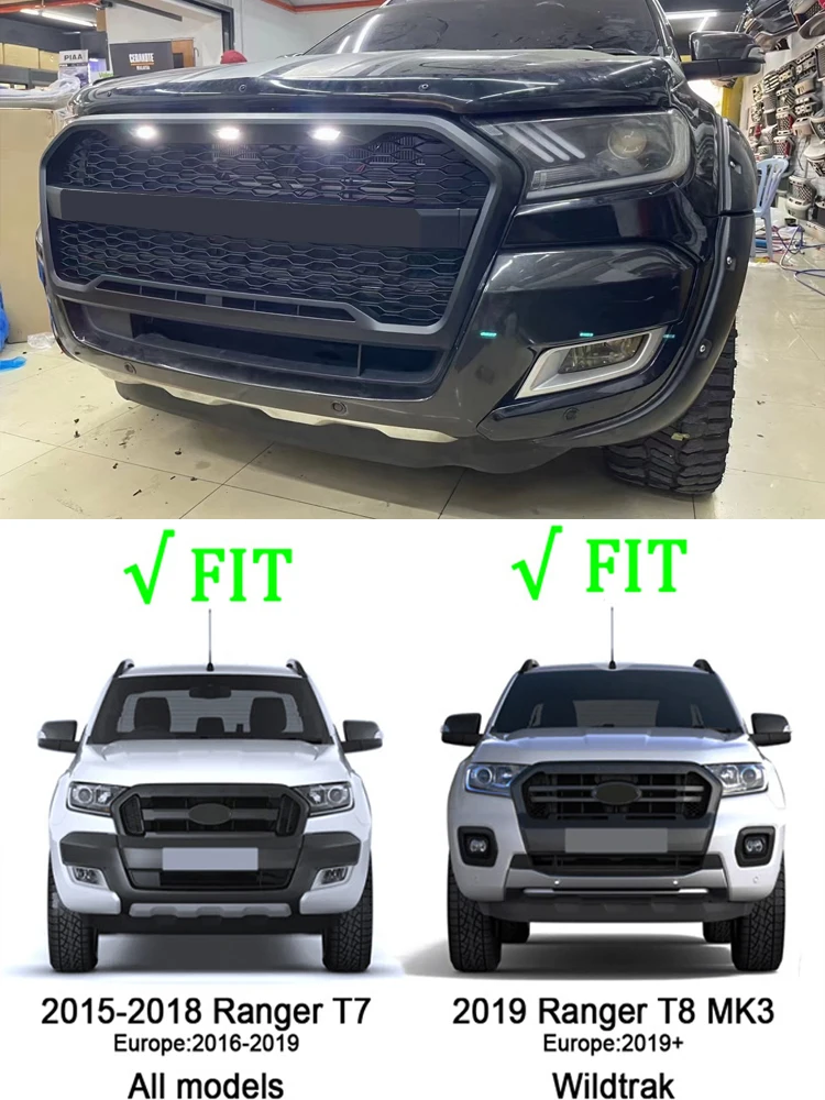 Передняя гоночная решетка Wildtrak для FORD Ranger T7 T8 Wildtrak PX2 PX3 2015-2021, сетчатая маска-накладка, запчасти для пикапов (art.: 3920dca5cb7f6) - 3920dca5cb7f6