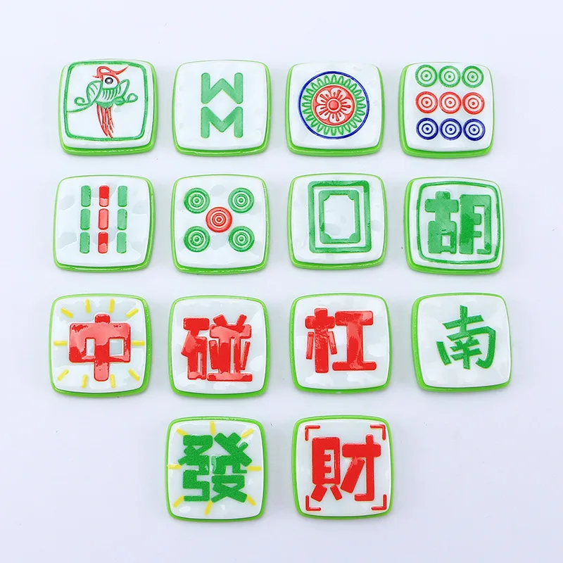 

10pcs Mini Kawaii Chinese Majiang Resin Flat Back Cabochons Scrapbook Diy Party Hairpin Accessories Home Decoration Craft