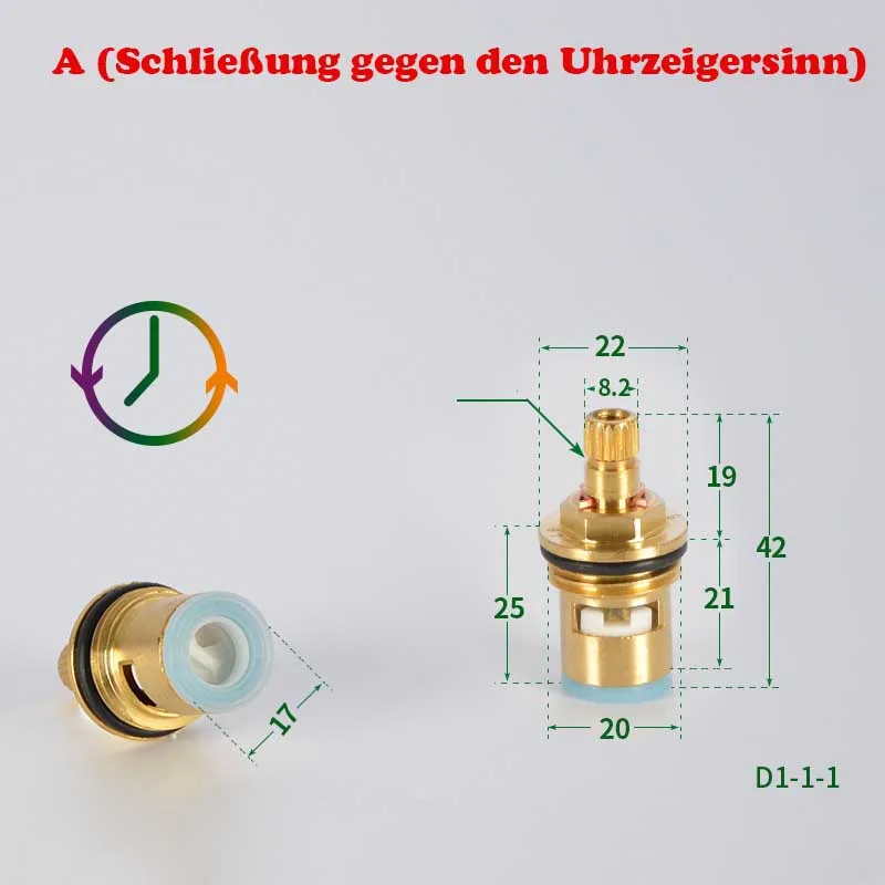 

Медный сердечник клапана крана, горячая и холодная вода, быстро открывающийся треугольный клапан, переключатель, керамический сердечник клапана, медная головка, запасные части