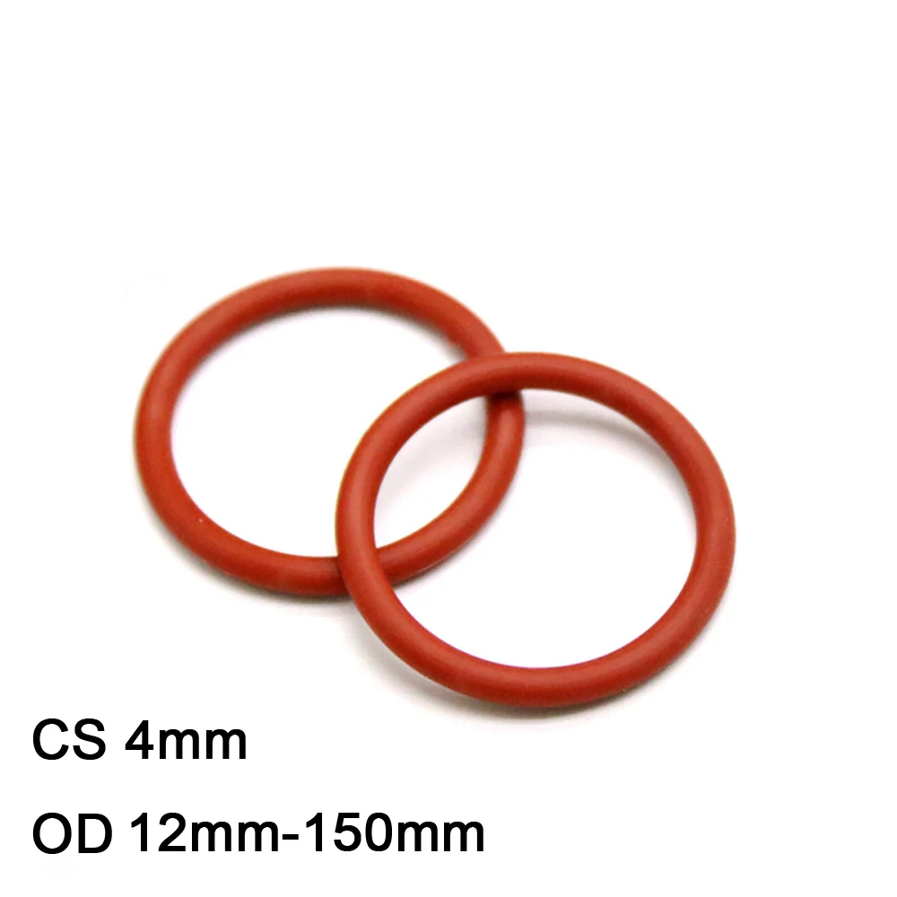 Купи 10pcs Red Silicone O Ring Gasket CS 4mm OD 12-150mm Food Grade Silicon Rubber Ring Washer VMQ Insulated Waterproof Seal Gaskets за 63 рублей в магазине AliExpress