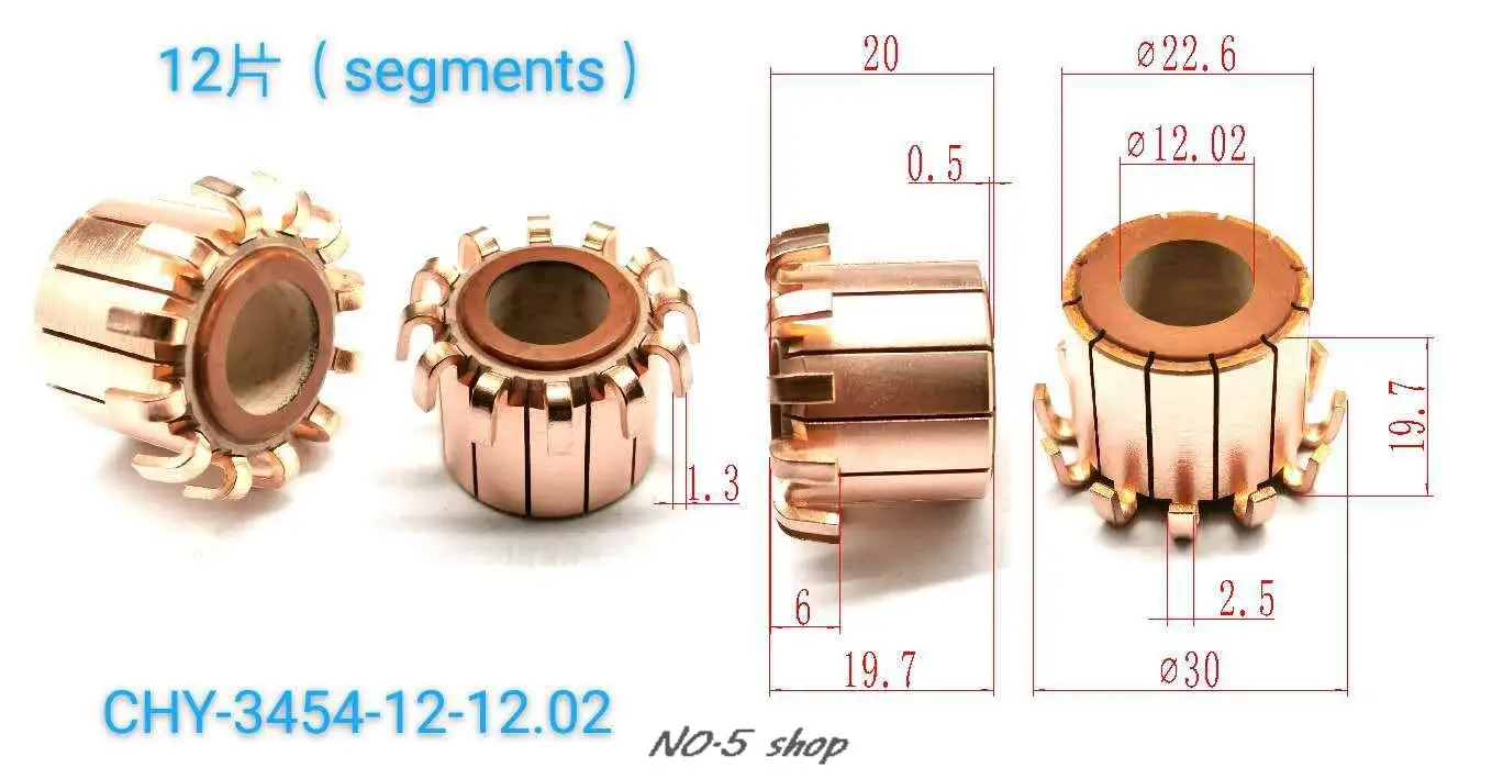 

20Pcs 22.6x12.02x19.7(20)x12P Copper Bars Electric Motor Commutator