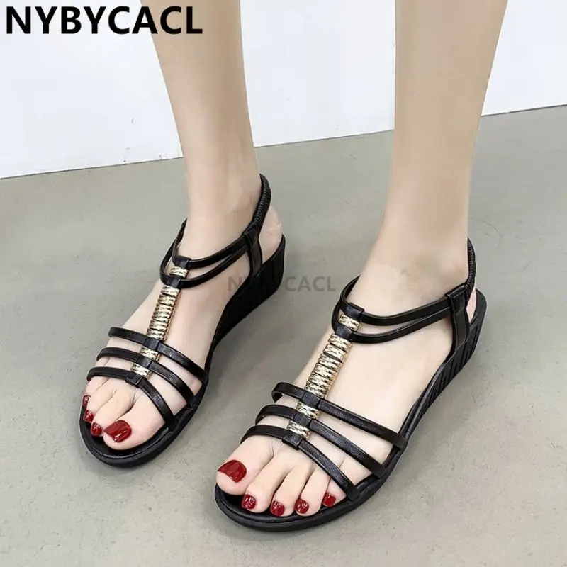 

New Bohemian Style 2023 Summer Women Shoes Fashion Womens Sandals Flat Heel Brand Beach Summer Fashion Shoes Ladies Sweet