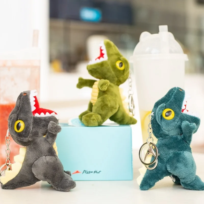 

14cm Cartoon Cute Dinosaur Pendant Small Plush Toy T-Rex Doll Children Toy Schoolbag Keychain Soft Stuffed Bag Ornaments Keyring