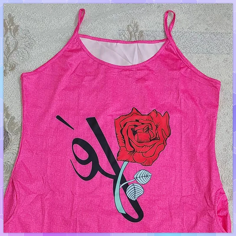 Rose Printed Women's Dress Robe De Soirée Mariage Vest Waist Sleeveless Floral Print V Neck Dresses платье женское