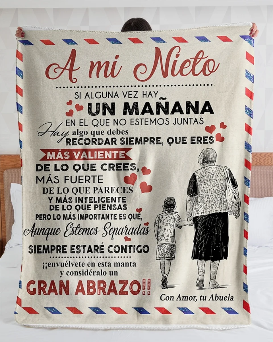 

A mi Nieta/Nieto Air Mail Print Fleece Blanket Loving Gift for Granddaughter/Grandson Sofa Nap Warm Blanket Thin Quilt