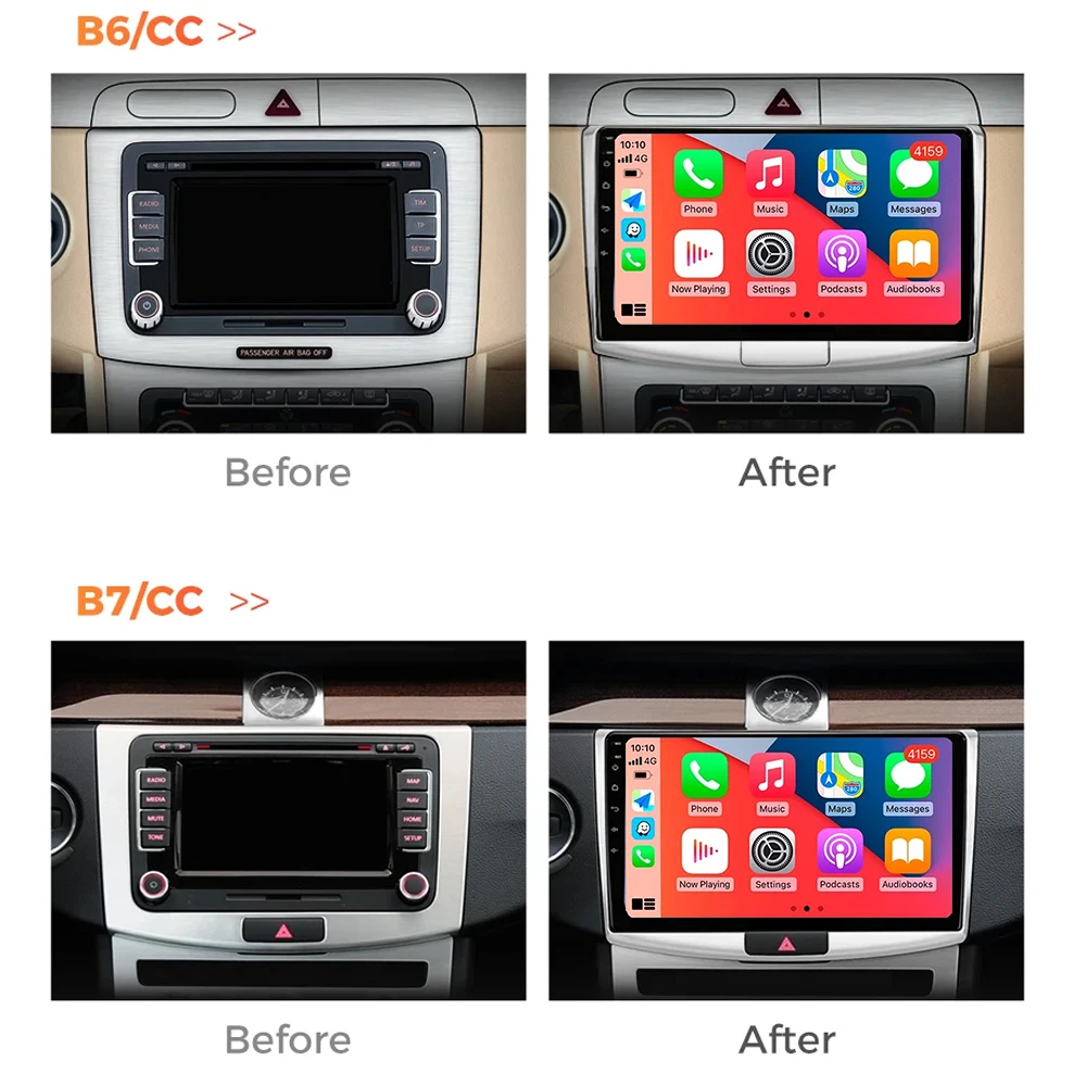 Мультимедийный плеер на Android 14 для Volkswagen VW Passat B6 B7 CC 2007-2015 автомагнитола с радио GPS