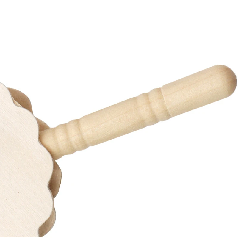 1Pc DIY Baby Wooden Rattle Drum Music Toys Handmade Painting Rattle Drum Musical Instrument Percussion Toy Child Early Education