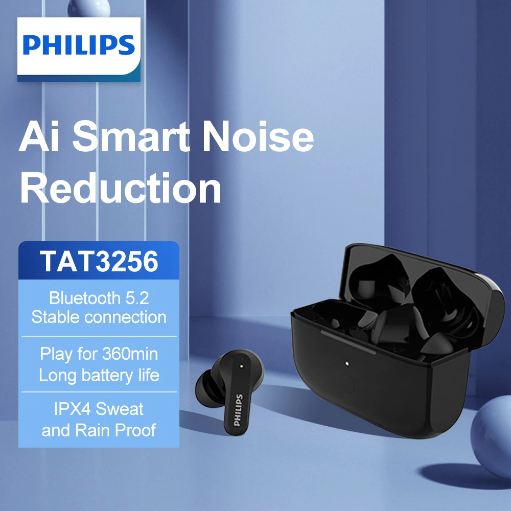 

Earphones Bluetooth Wireless Headphones Headset Philips TWS IPX4 Sweat Rain Proof Bluetooth 5.2 Stable Connection 24h Playback