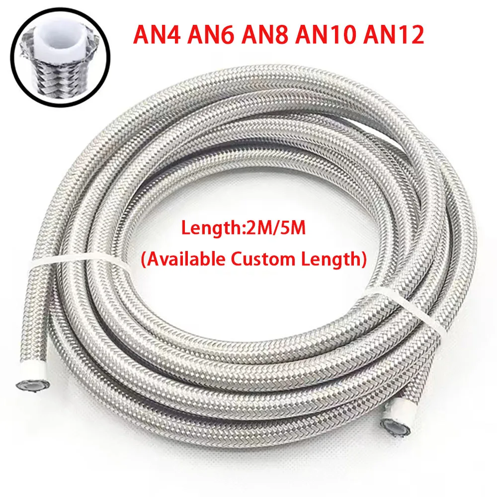 

Длина 2 м 5 м AN4 AN6 AN8 AN10 AN12 гоночный шланг 304 из нержавеющей стали Плетеный тормозной шланг из ПТФЭ топливная масляная линия шланг для масляного радиатора