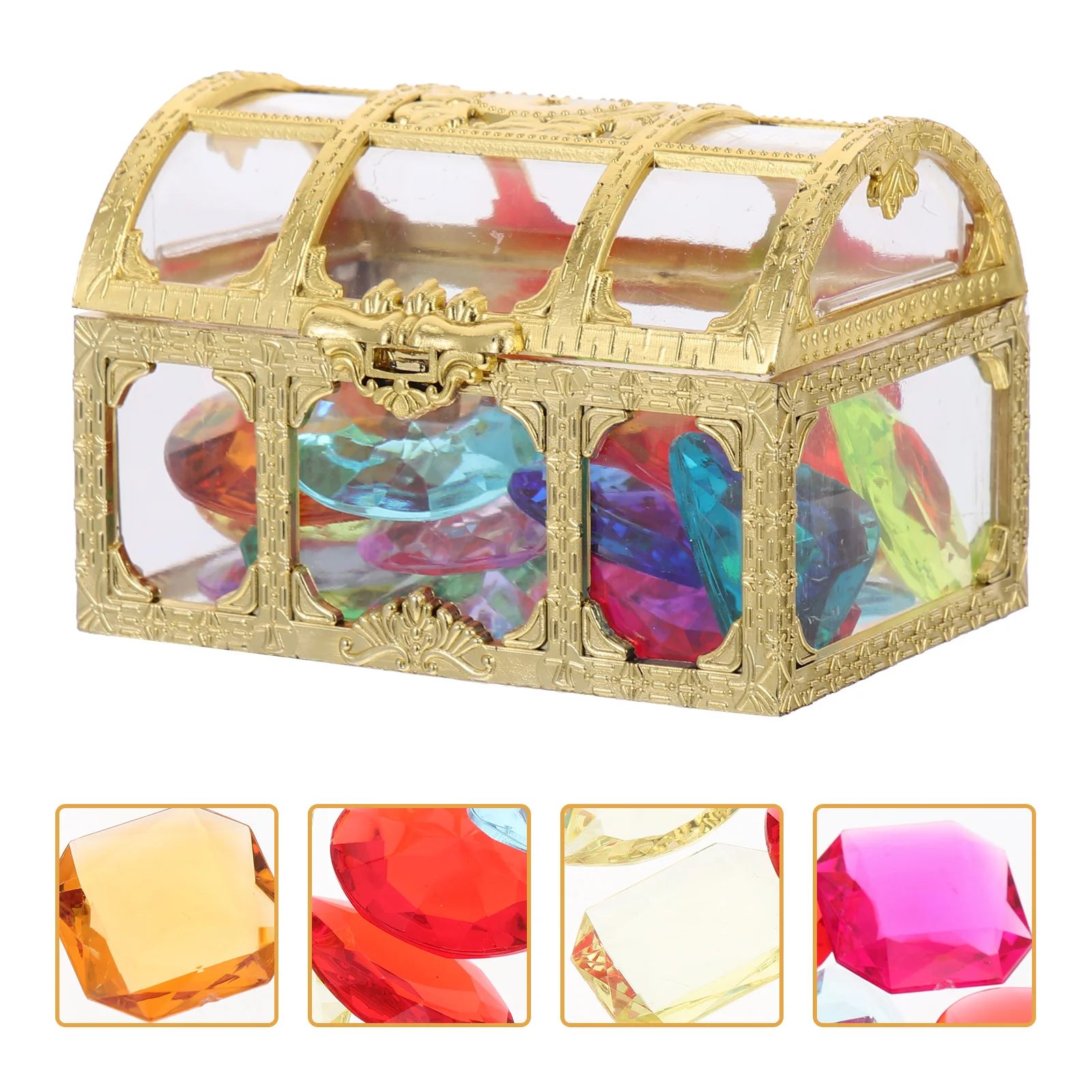 

Poppets Kids Pirate Trunk Box Pirate Treasure Box Toys Pirate Jewelry Toy Set Pirate Diving Toy Underwater Gemstones