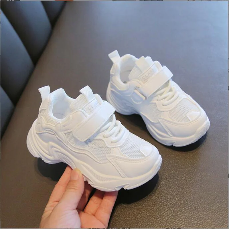 

Boys girls Casual Shoes High Quality Kids Non-slip soft sole Flyknit breathable mesh shoes baby toddler sports shoes size 21-32