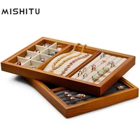 mishitu wooden jewelry organizer for ring necklace jewelry display tray jewelry holder multi purpose 35243cm