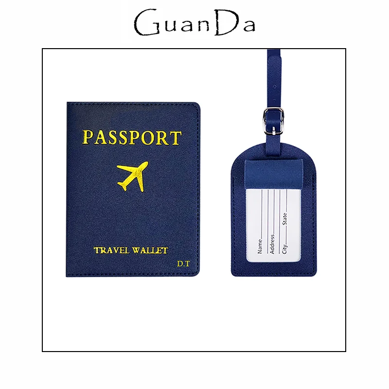 

Custom Name Business Trip Passport Holder Set Travel Engrave Company Logo Wholesale Luggage Tag Fashion Versatile Passport Cover