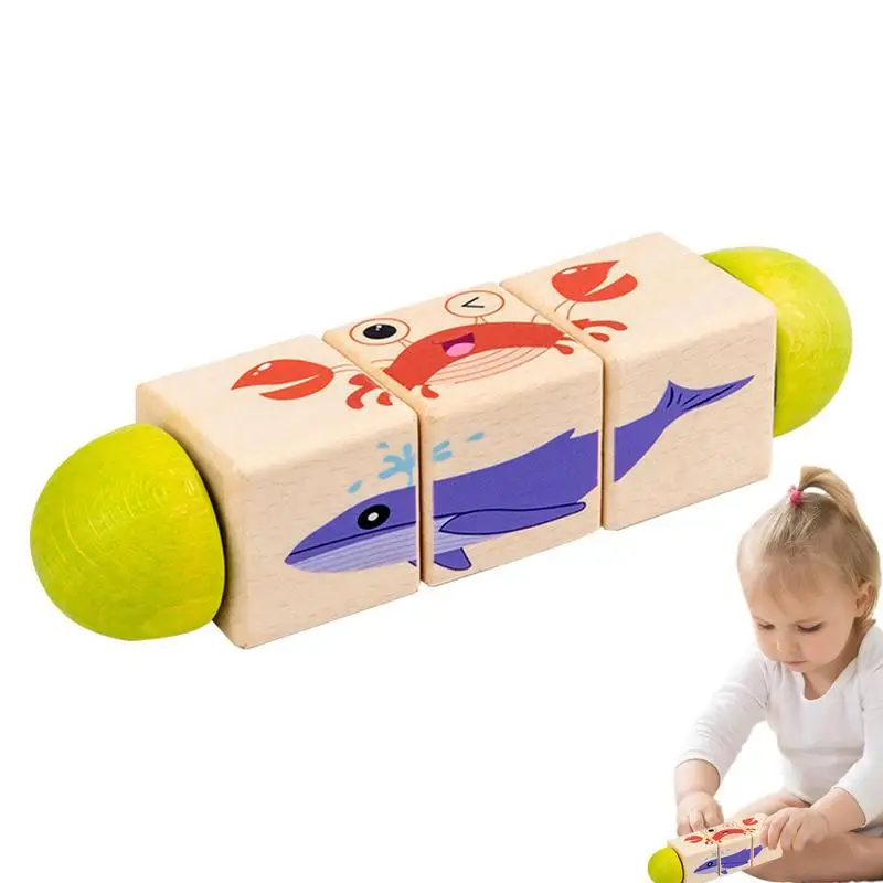 

Деревянная вращающаяся 3D-головоломка, игра, когнитивные животные, деревянные игрушки для детей, игра, пазлы для раннего развития, игрушка