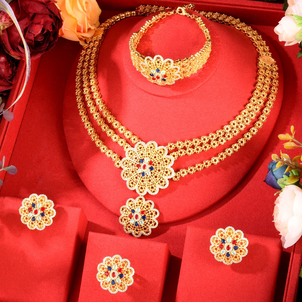 Набор свадебных серег GODKI колье и серьги в африканском стиле золотого цвета Дубая