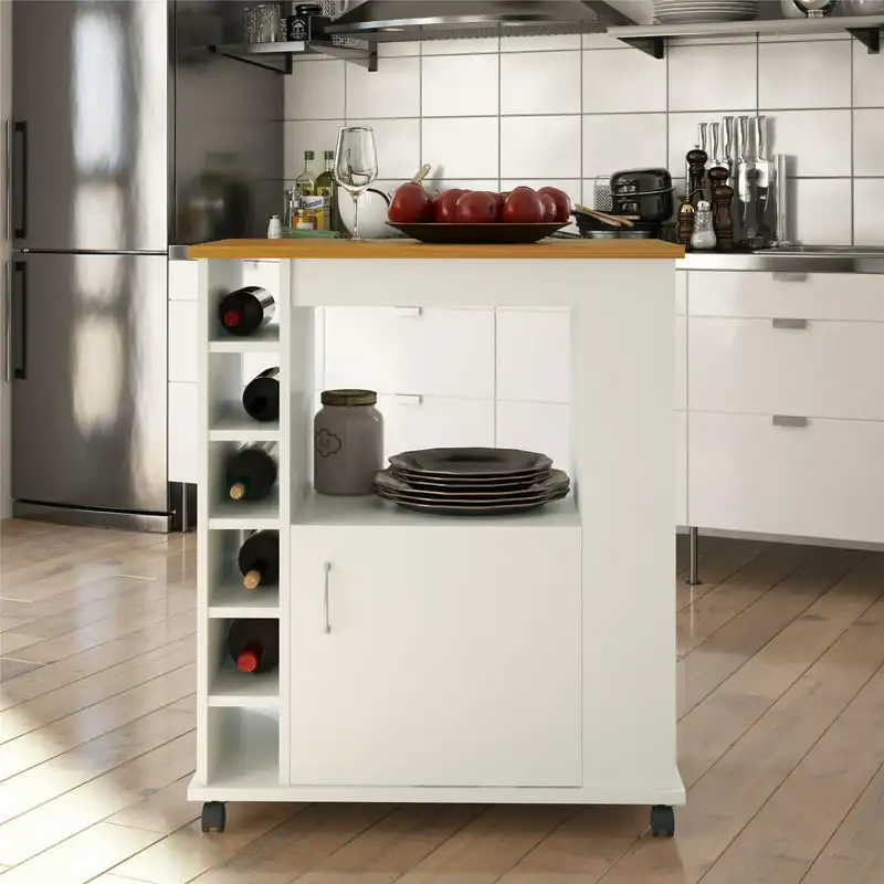 

Williams Kitchen Cart, White Storage Rack Cart