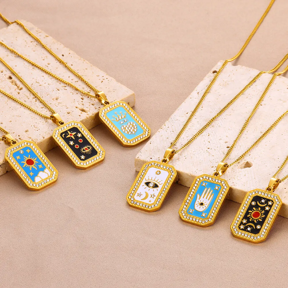 Женские Подвески В Виде Карты Таро Из Нержавеющей Стали Ожерелье Ювелирные