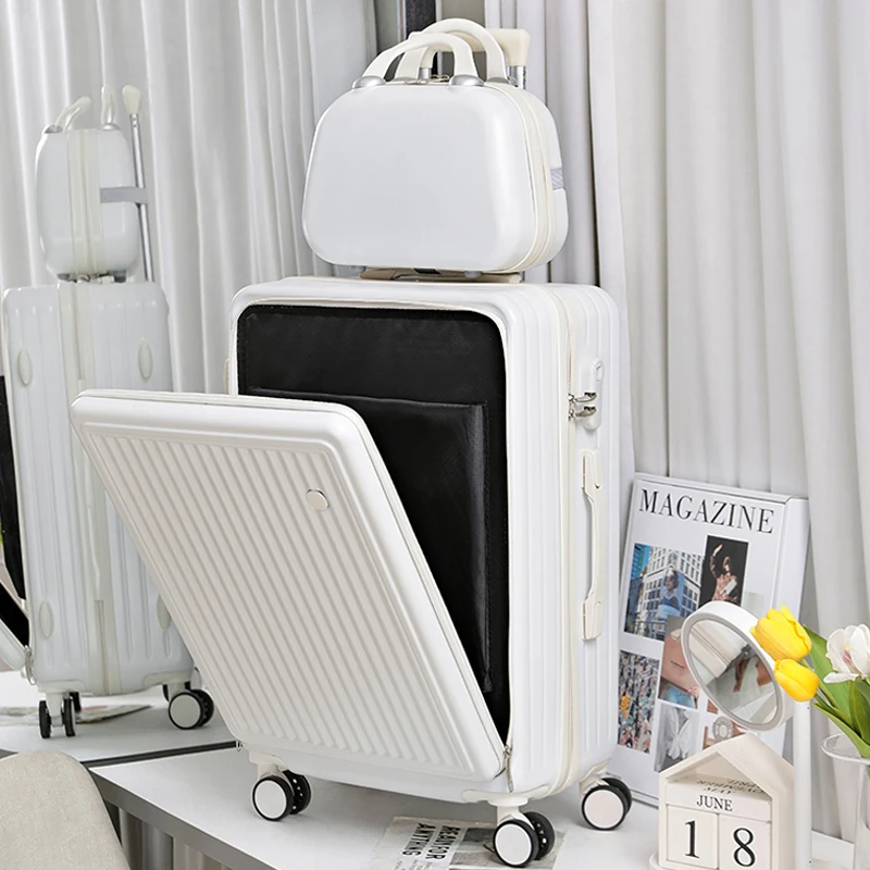 

New front pocket Rolling luggage set women trolley suitcase men fashion spinner brand luggage travel bag with handbag