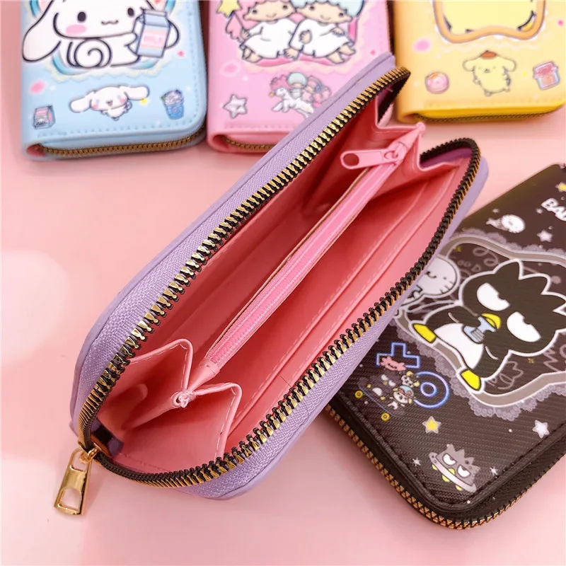 Длинные кошельки Sanrio Cinnamoroll Kuromi для женщин милый держатель карт из искусственной