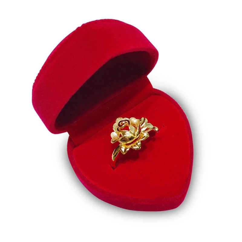 

Proposal Engagement Ring Box Heart Shape Earrings Jewelry Ring Box Case for Anniversay Valentines Day Wedding(Red)